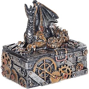 Caja para tarot con Dragón y engranajes