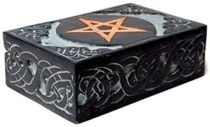 01-Caja para tarot con Pentagrama de metal