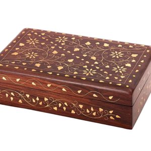 Caja para tarot con decorado floral de latón