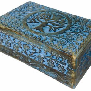 Caja para tarot Árbol Vida azul