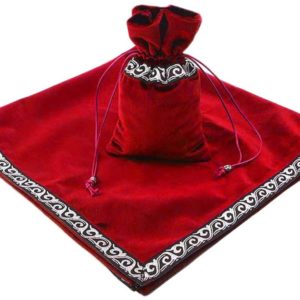 Mantel y bolsita para tarot - Rojo