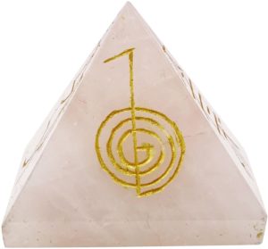 01-Pirámide Cristal de cuarzo Rosa (NEGRO)