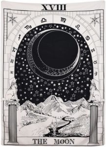 01-Tapiz Tarot Blanco  La Luna XVIII