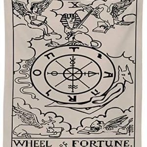 Tapiz Tarot Blanco Rueda Fortuna X
